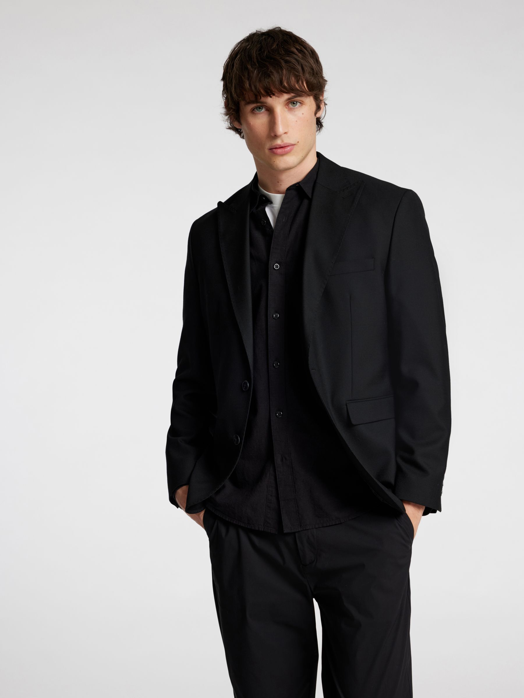 LANGE MOUWEN OVERHEMD, Black, highres