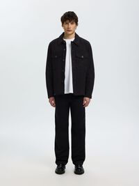 SUEDE OVERSHIRT, Black, highres