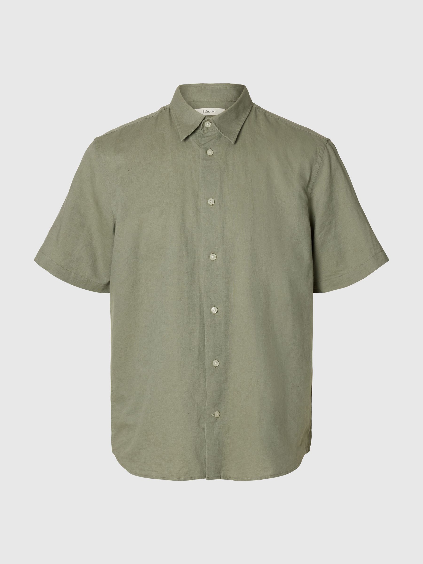 REGULAR FIT SKJORTE I LINBLANDING, Vetiver, highres
