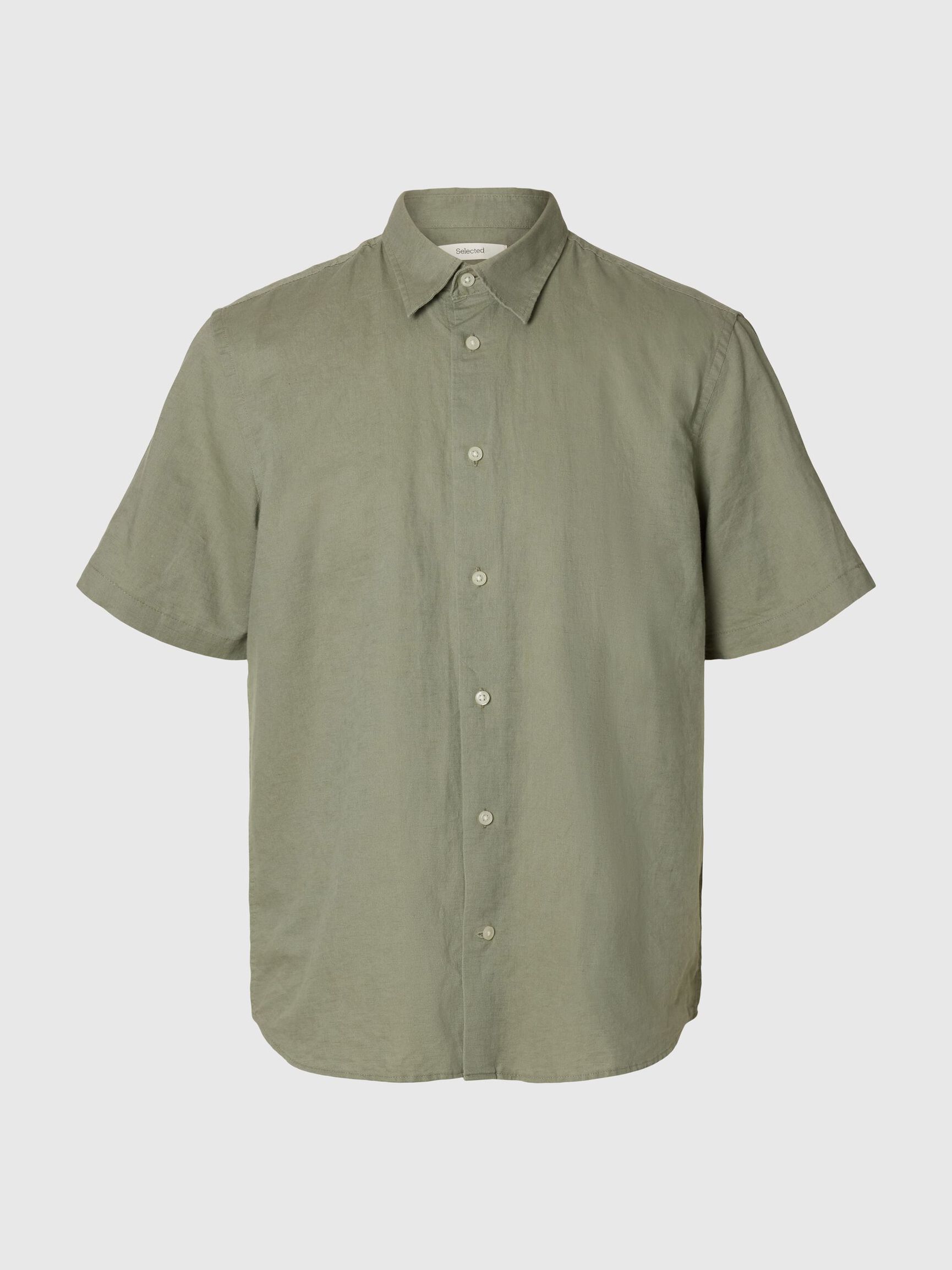 REGULAR FIT LINEN-BLEND SHIRT, Vetiver, highres