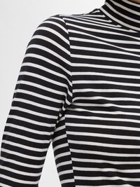 STRIBET TOP MED LANGE ÆRMER, Black, highres