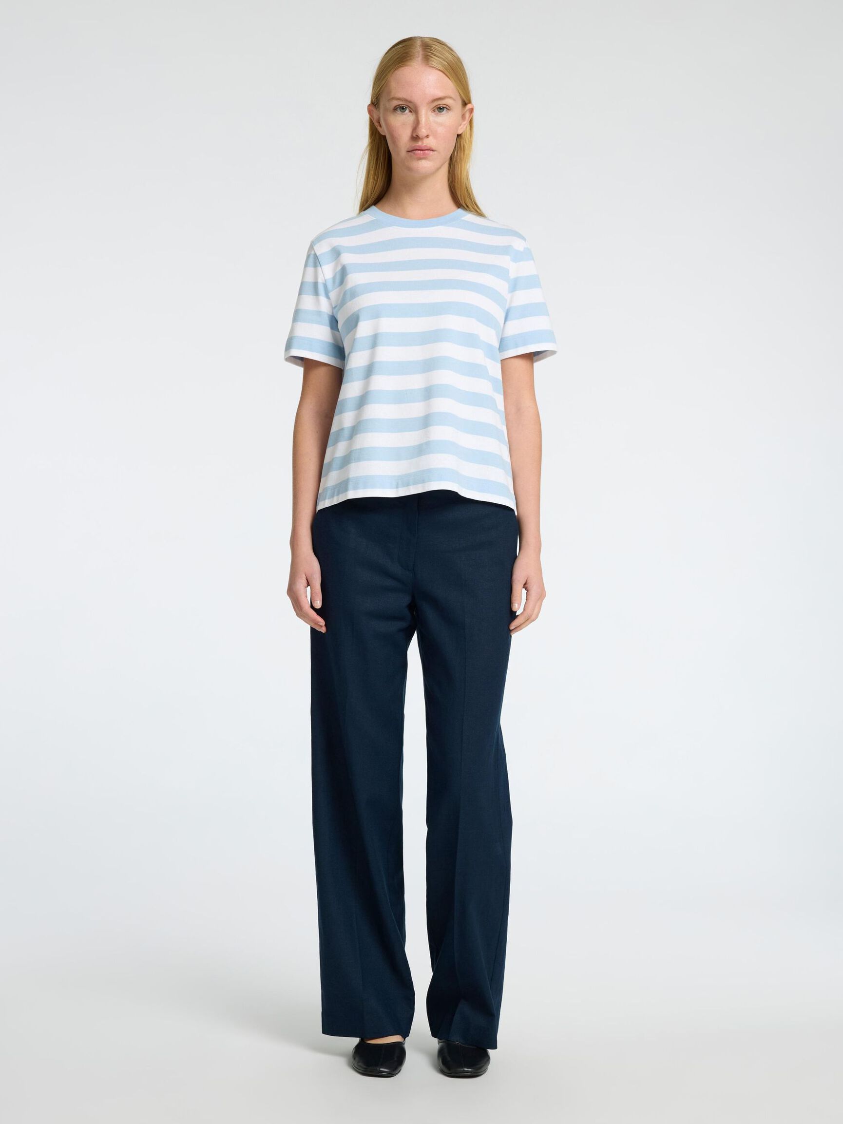 GESTREEPT BOXY T-SHIRT, Cashmere Blue, highres