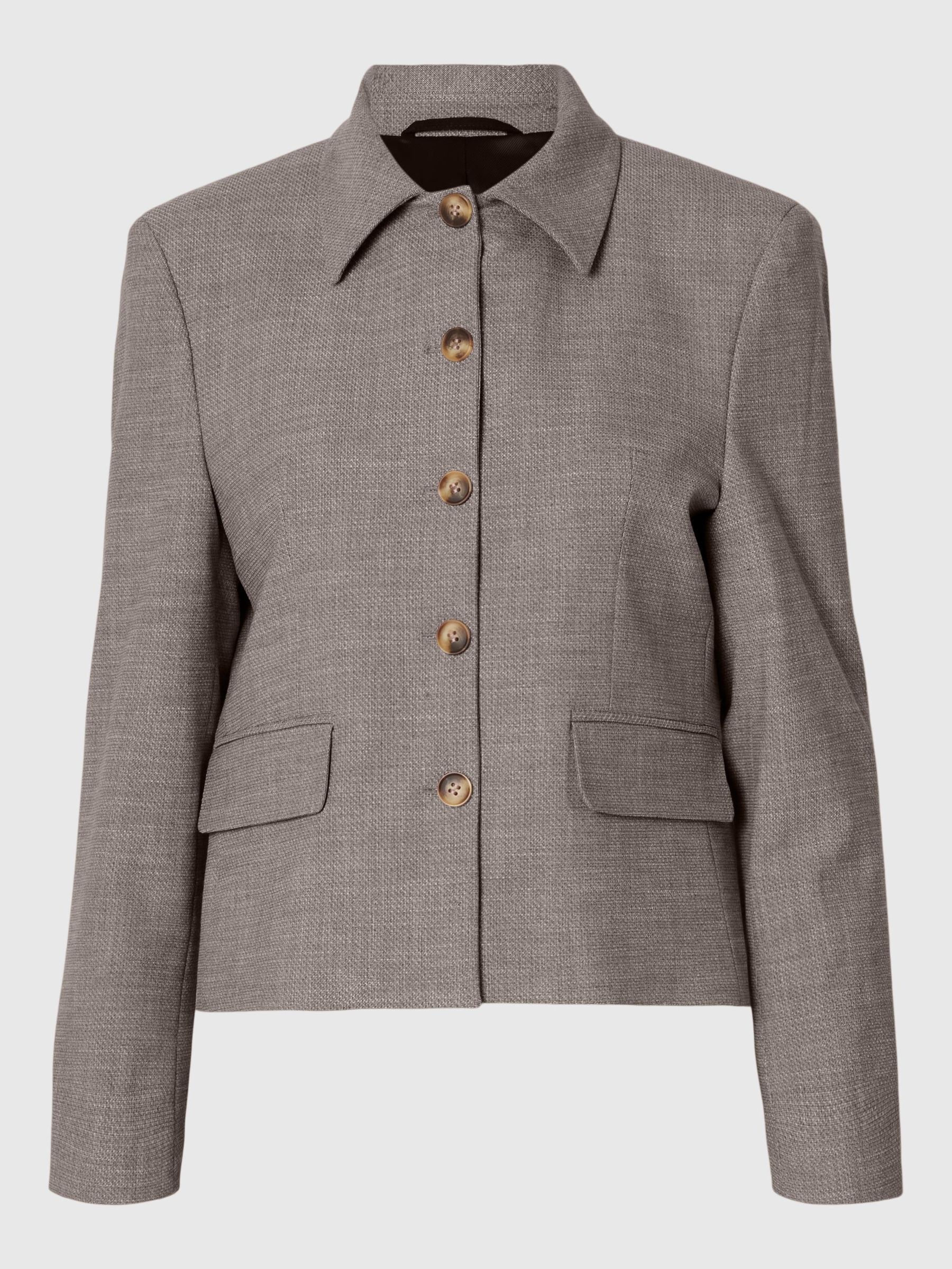 KURZER FITTED BLAZER, Dark Sand Melange, highres