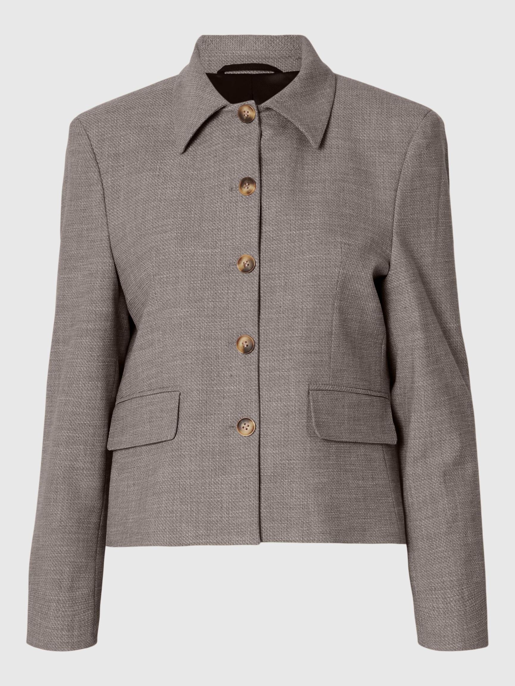 KORT GETAILEERD BLAZER, Dark Sand Melange, highres