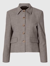 KORT GETAILEERD BLAZER, Dark Sand Melange, highres