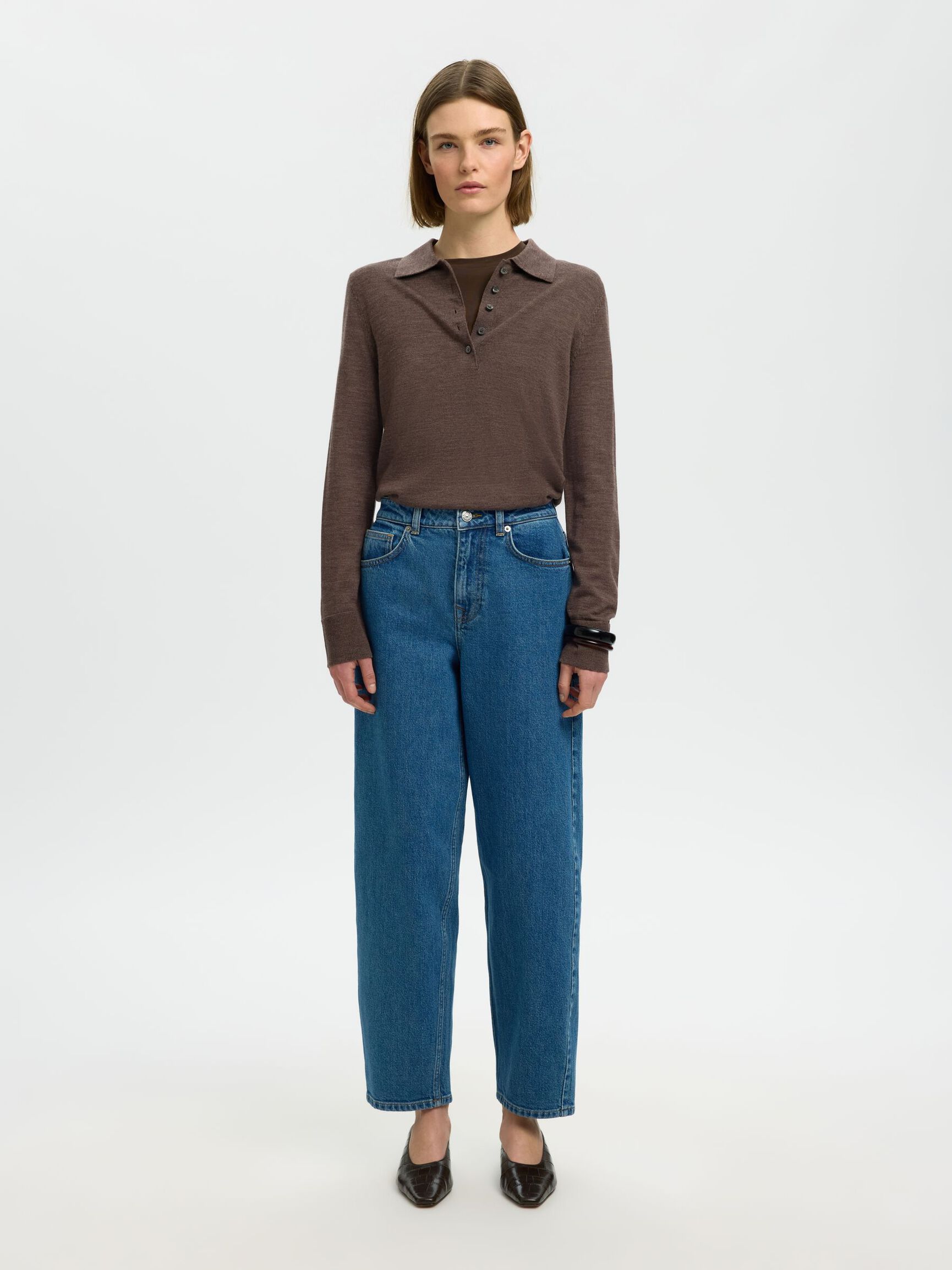 100% MERINOULD STRIKKET POLOSHIRT, Delicioso, highres