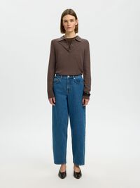 100% MERINOULD STRIKKET POLOSHIRT, Delicioso, highres