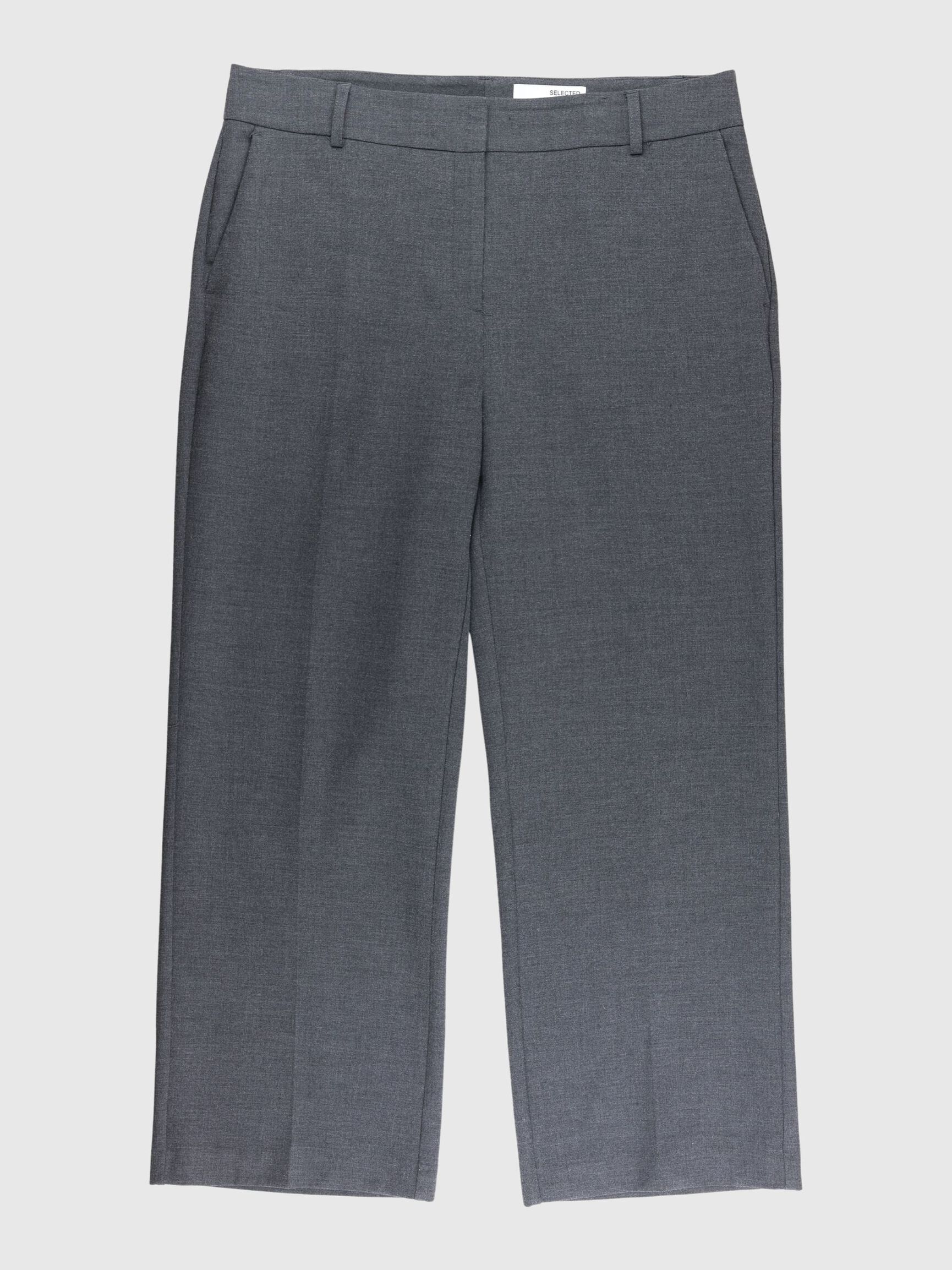 VISCOSE BLEND WIDE-LEG TROUSERS, Dark Grey Melange, highres