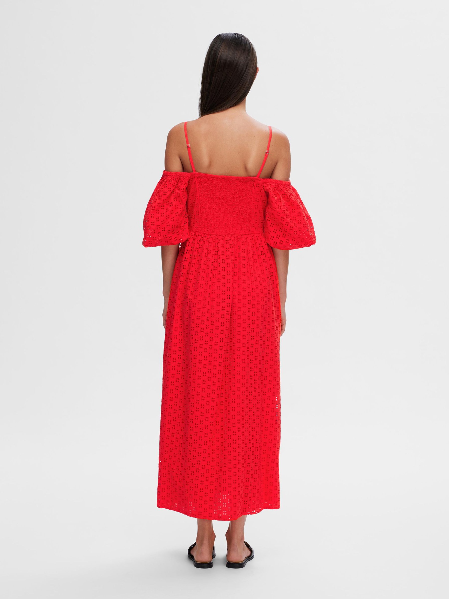 SCHULTERFREIES MAXIKLEID, Flame Scarlet, highres