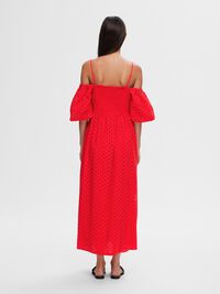 SCHULTERFREIES MAXIKLEID, Flame Scarlet, highres
