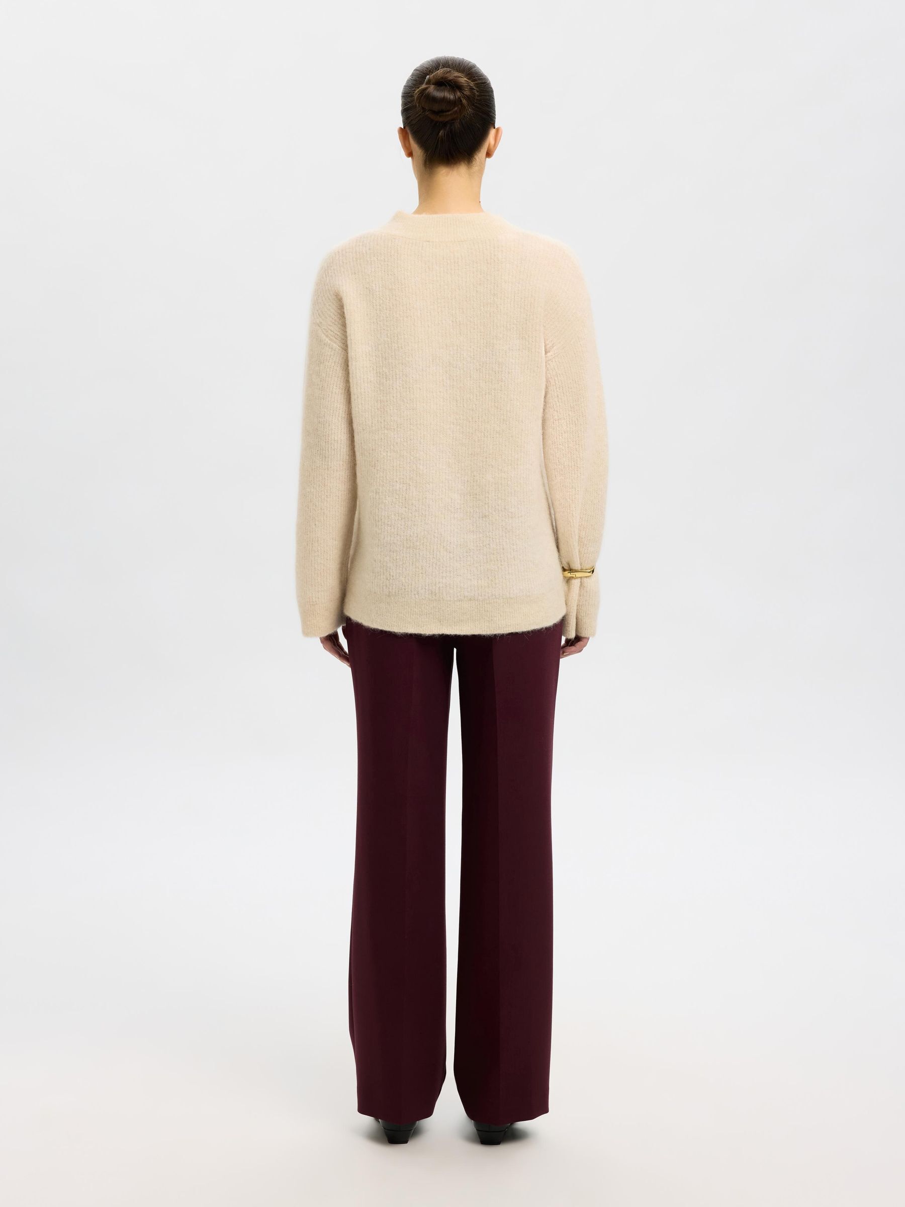 WOOL BLEND KNITTED PULLOVER, Birch, highres