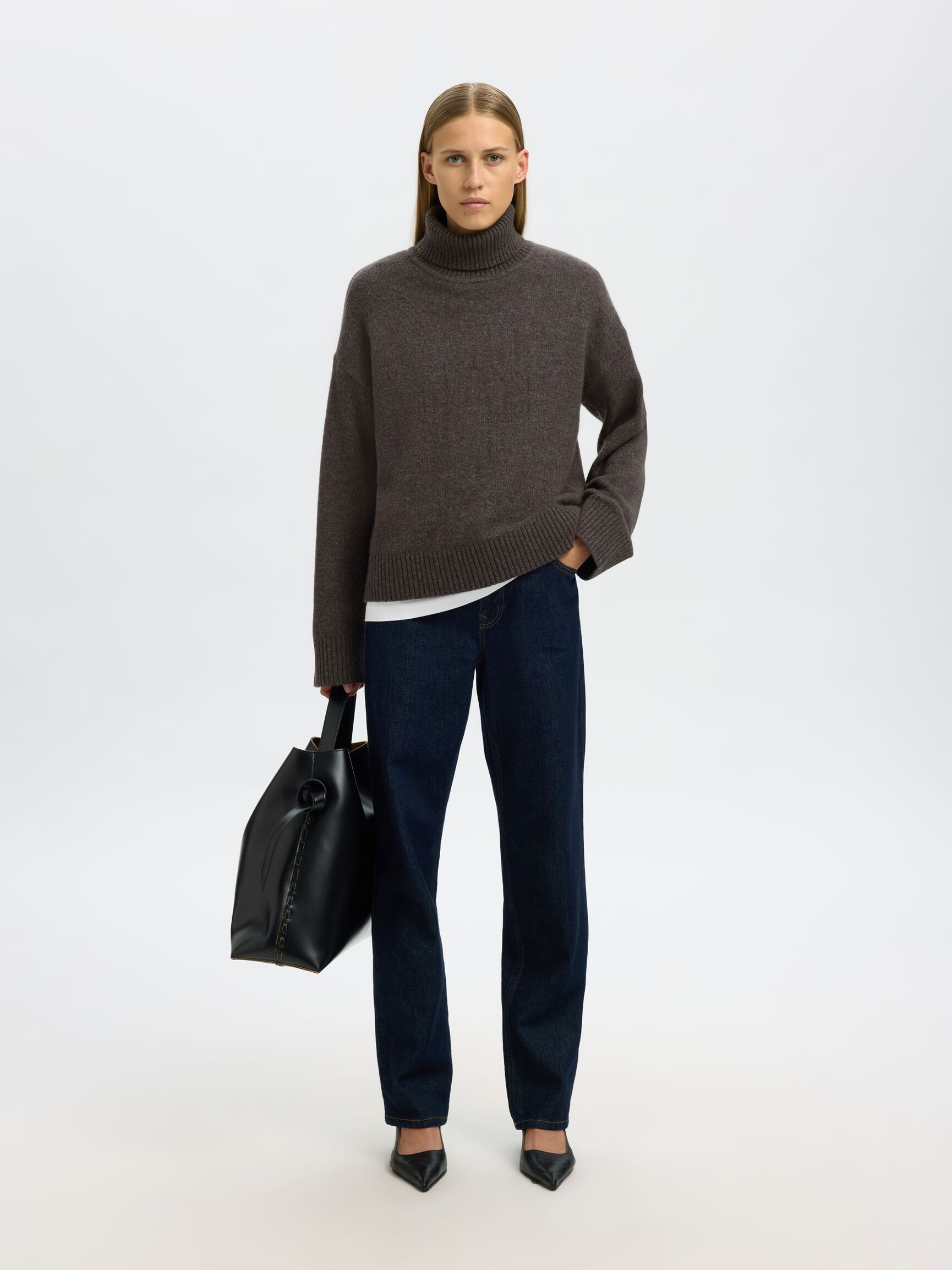 WOOL BLEND ROLL NECK JUMPER, After Dark, highres