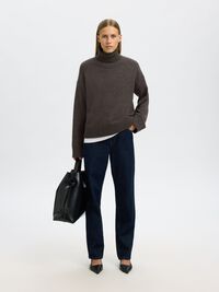 WOOL BLEND ROLL NECK JUMPER, After Dark, highres