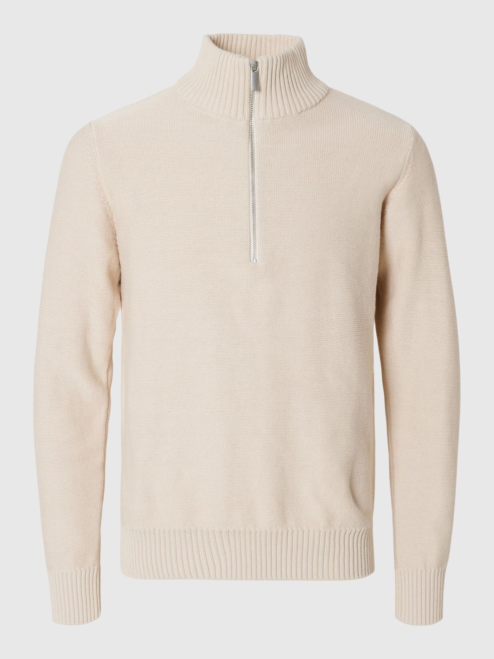 HALF-ZIP PULLOVER, Oatmeal, highres