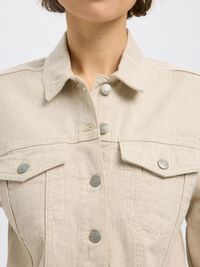 CROPPED DENIMJAKKE, Egret, highres