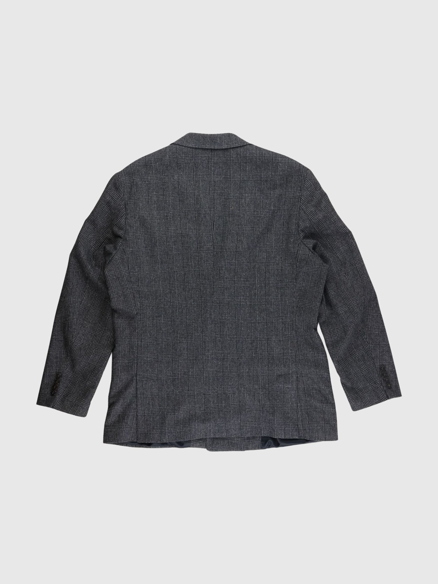 CHECKED DOUBLE-BREASTED BLAZER, Granite Grey, highres