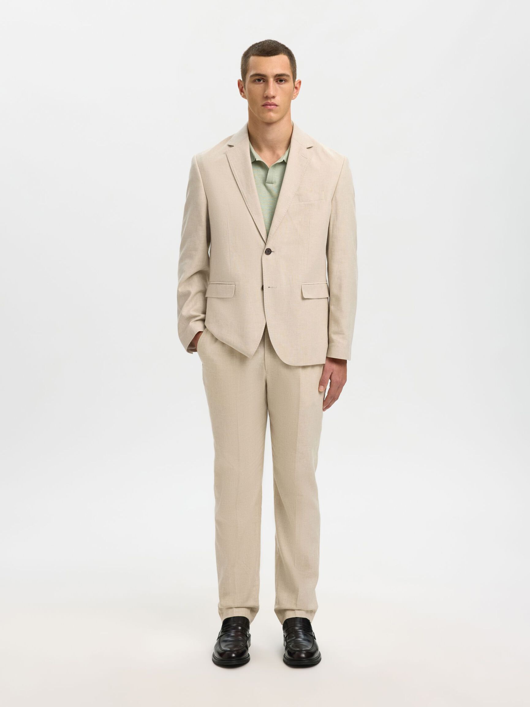 REGULAR FIT SINGLE-BREASTED BLAZER, Oatmeal, highres