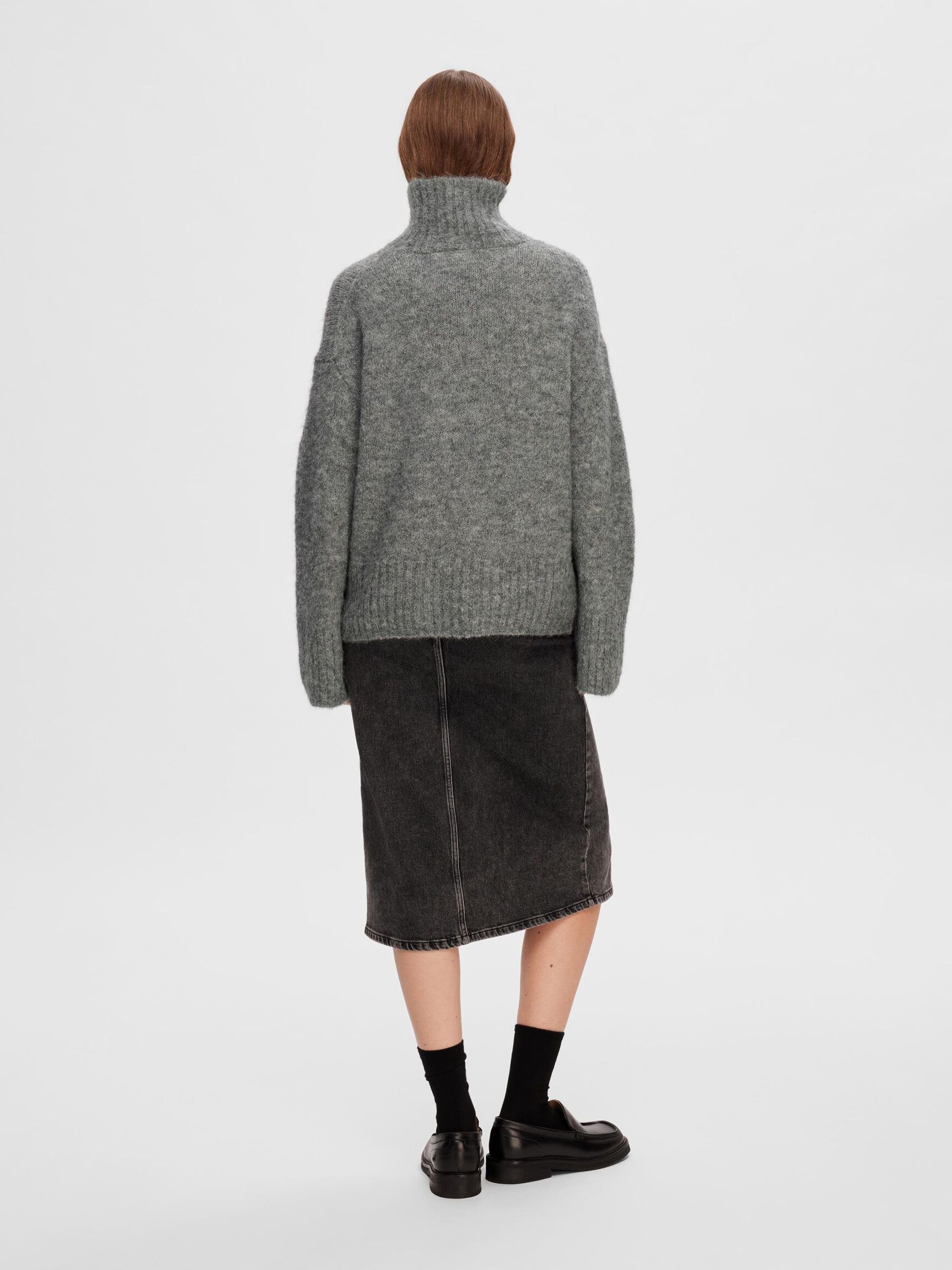 WOLLGEMISCH HIGH NECK PULLOVER, Light Grey Melange, highres