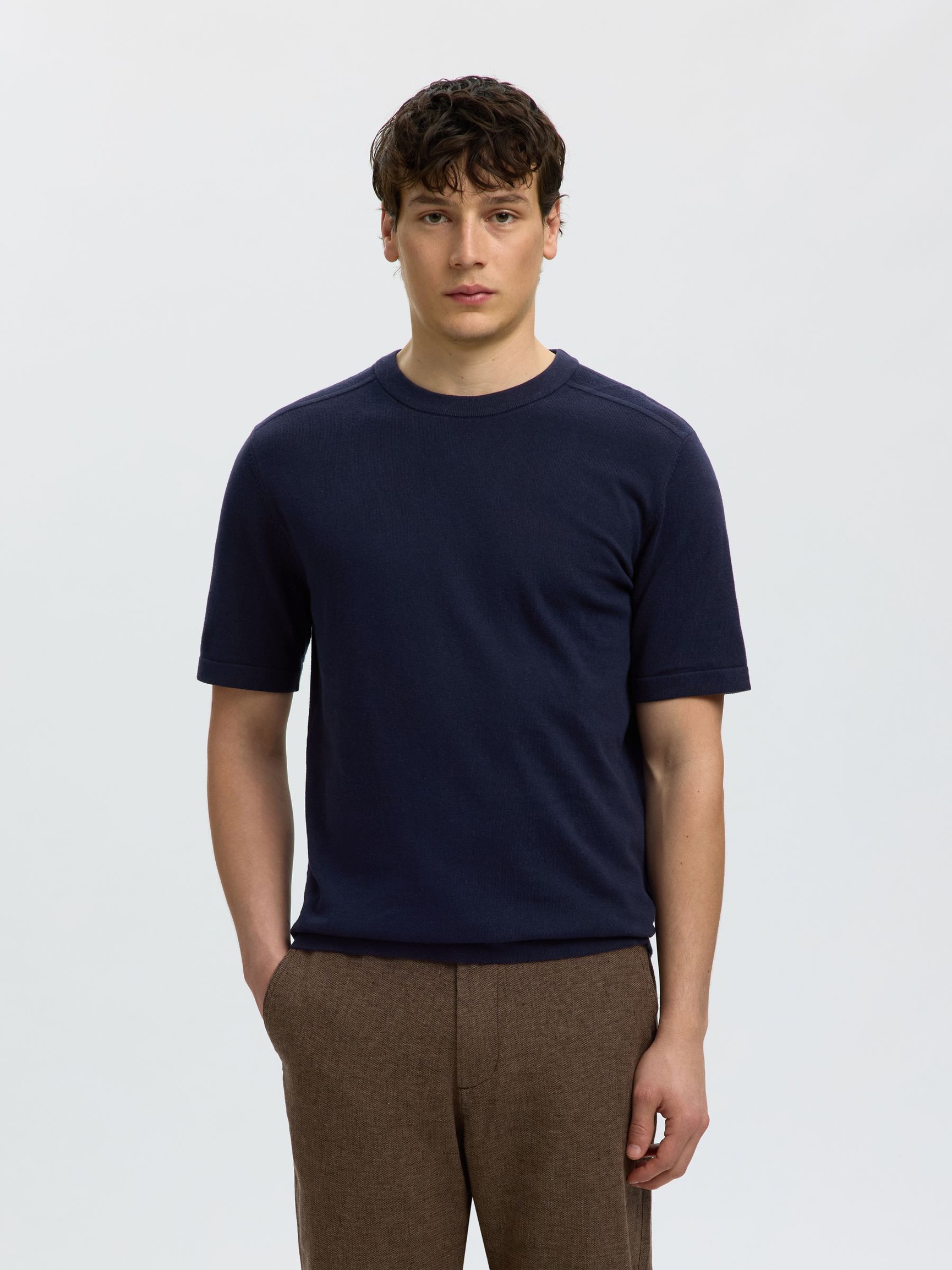 100% BAUMWOLL STRICKTOP, Navy Blazer, highres