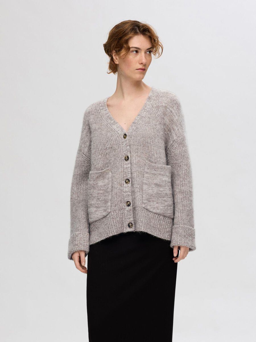 Selected OVERSIZED WOOL BLEND CARDIGAN, Steel Gray, highres - 16094703_SteelGray_1133748_003.jpg