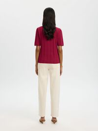 COTTON KNITTED POLO SHIRT, Anemone, highres
