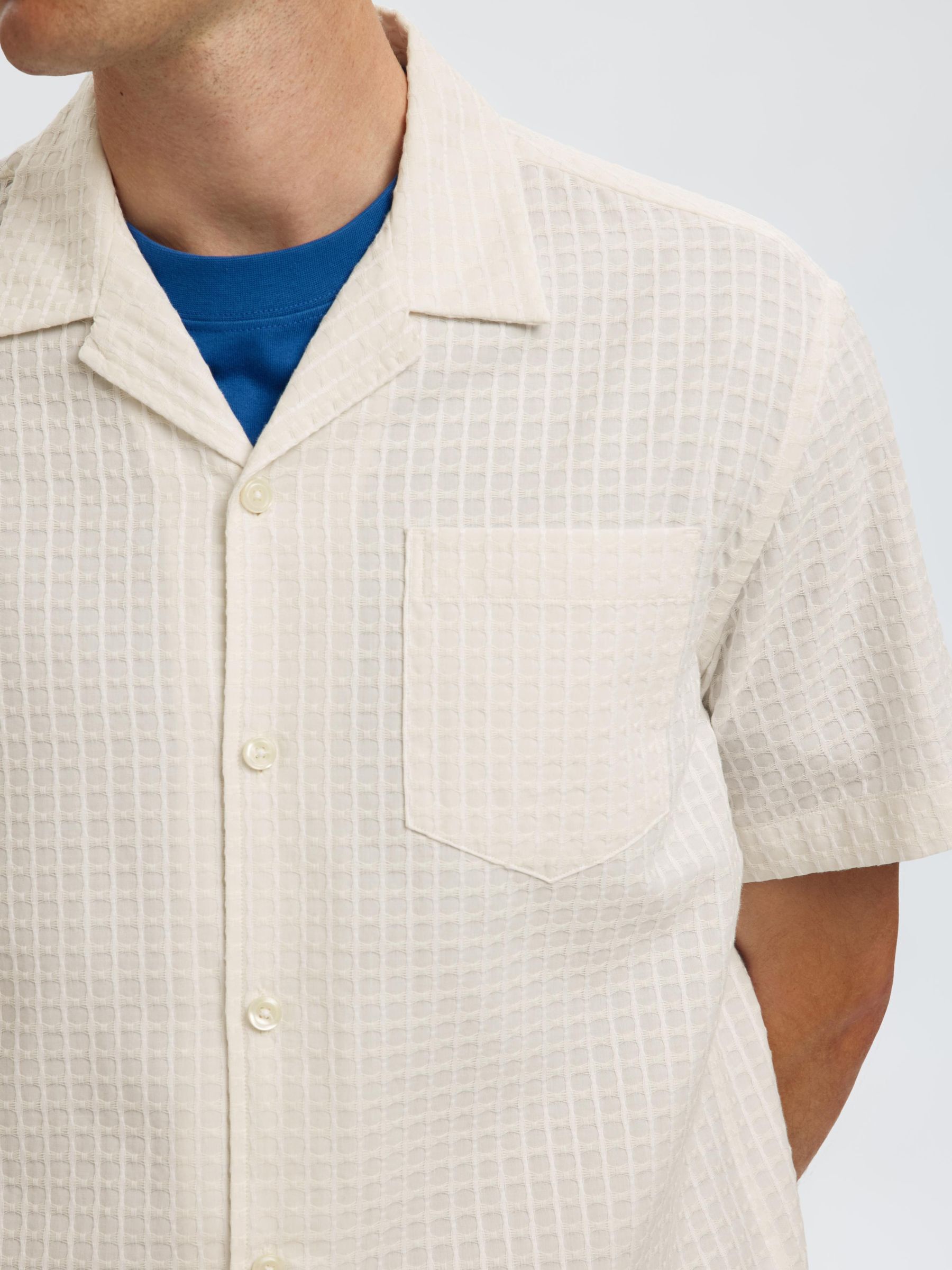 MET STRUCTUUR OVERHEMD MET KORTE MOUWEN, Egret, highres