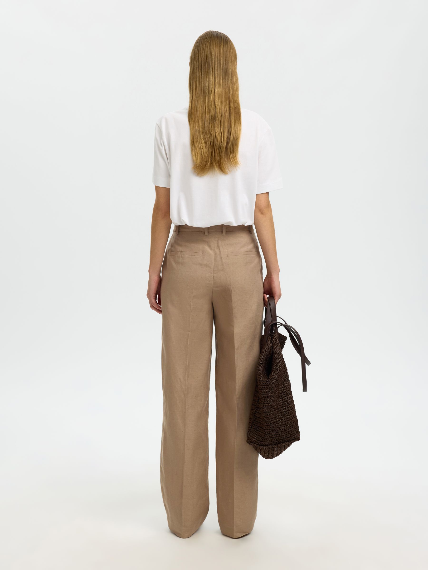 LINEN BLEND TROUSERS, White Pepper, highres