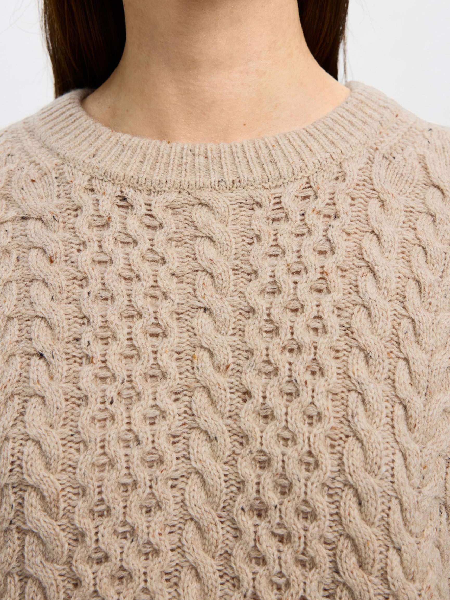 WOOL BLEND KNITTED PULLOVER, Birch, highres