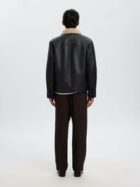 DOUBLURE EN FOURRURE VESTE EN CUIR, Black, highres