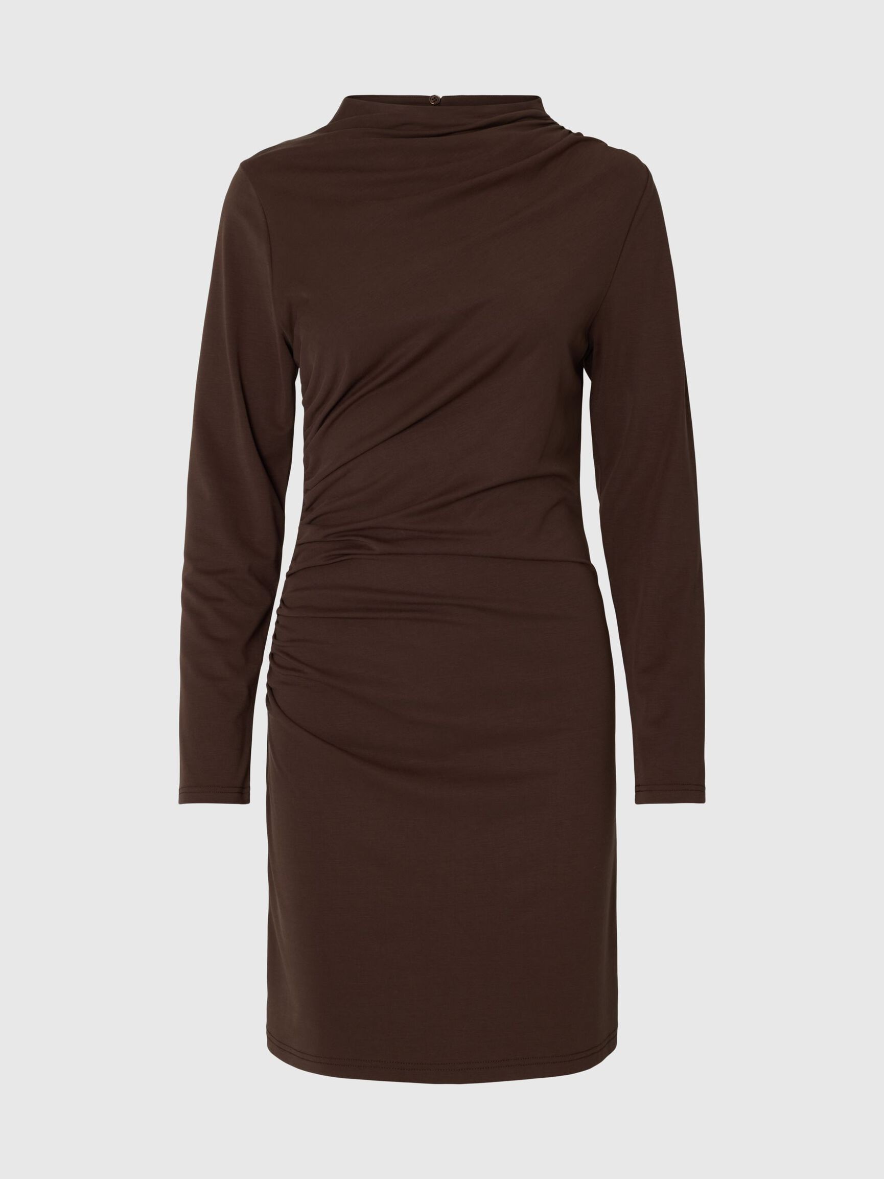 DRAPED HIGH-NECK MINI DRESS, Delicioso, highres