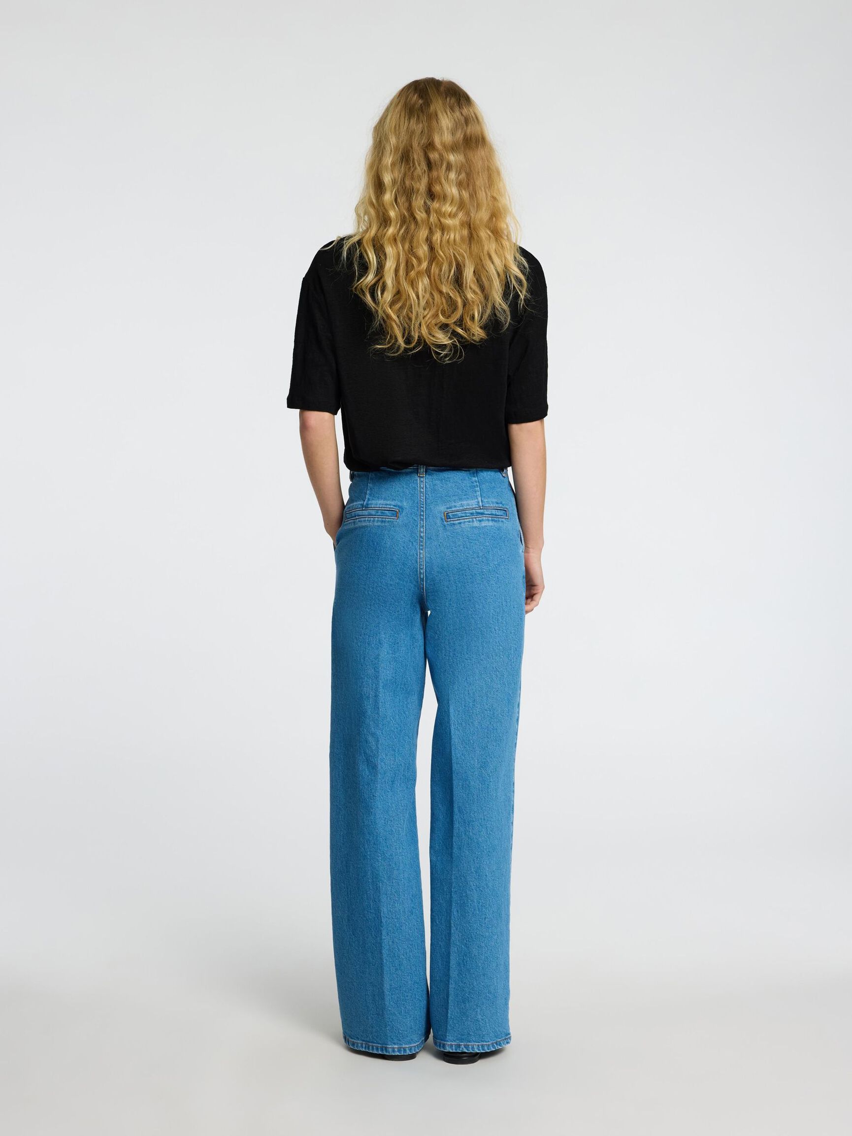 LINEN T-SHIRT, Black, highres