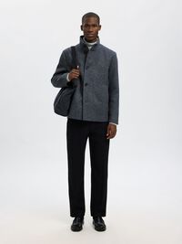 WOOL BLEND JACKET, Black, highres