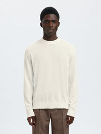 BAUMWOLL PULLOVER, Egret, highres