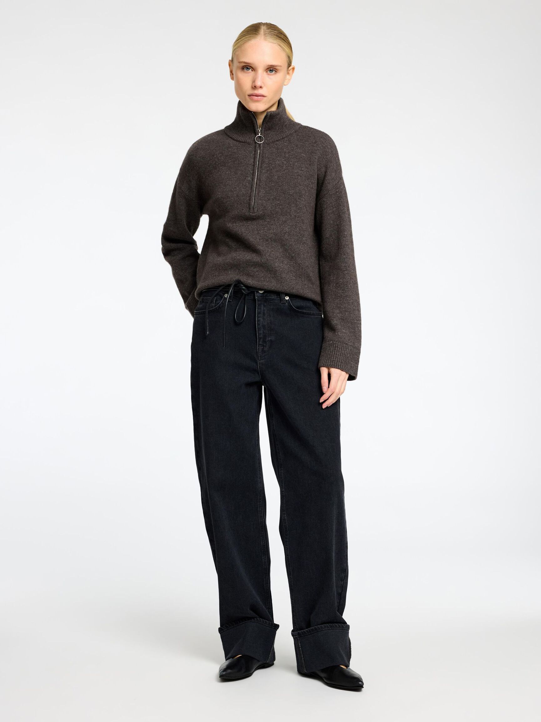 SWETER Z KRÓTKIM ZAMKIEM, After Dark, highres