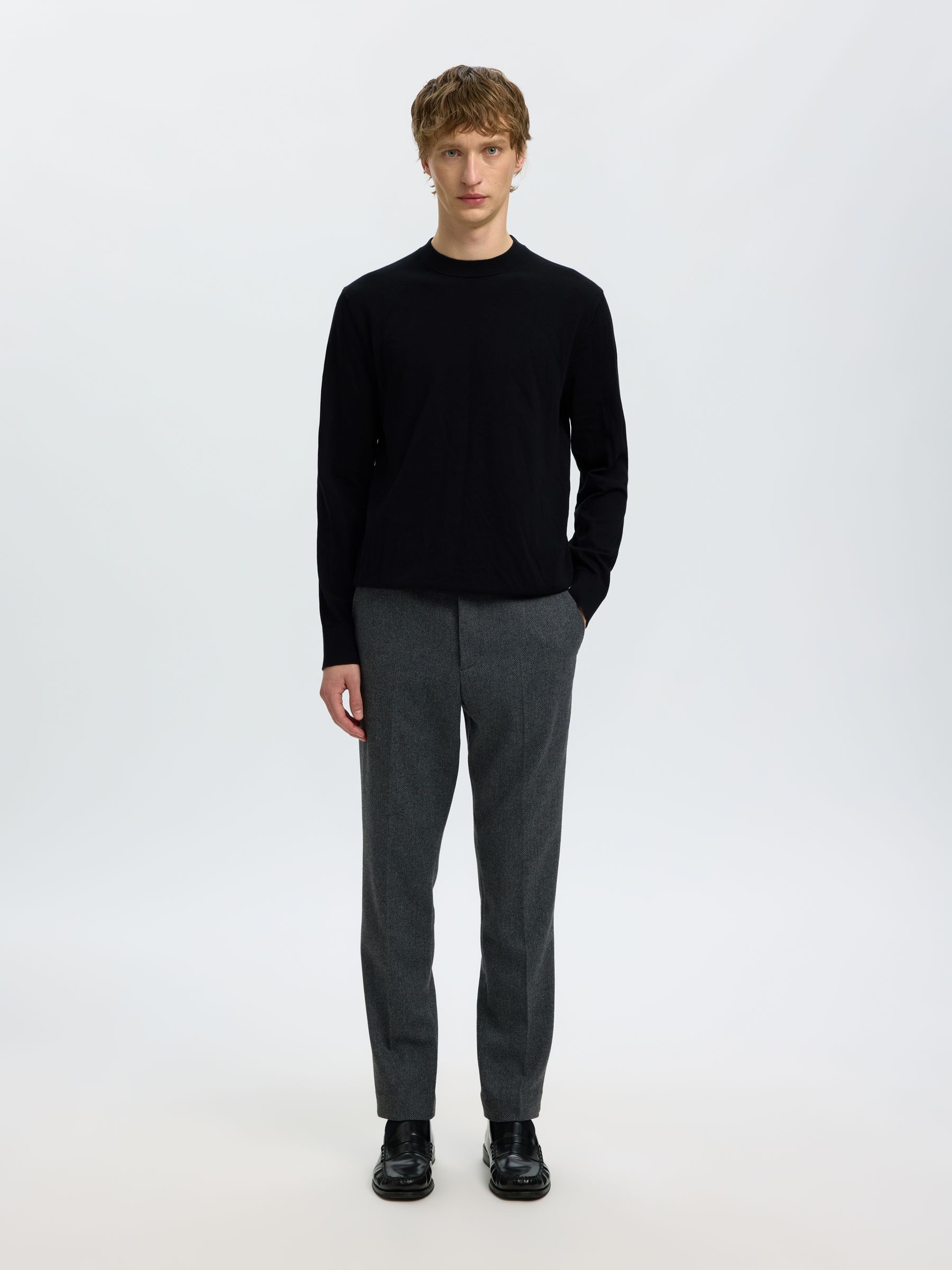 COTTON PULLOVER, Black, highres