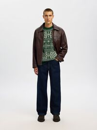 WOLLMIX PULLOVER MIT RUNDHALSAUSSCHNITT, Dark Green, highres