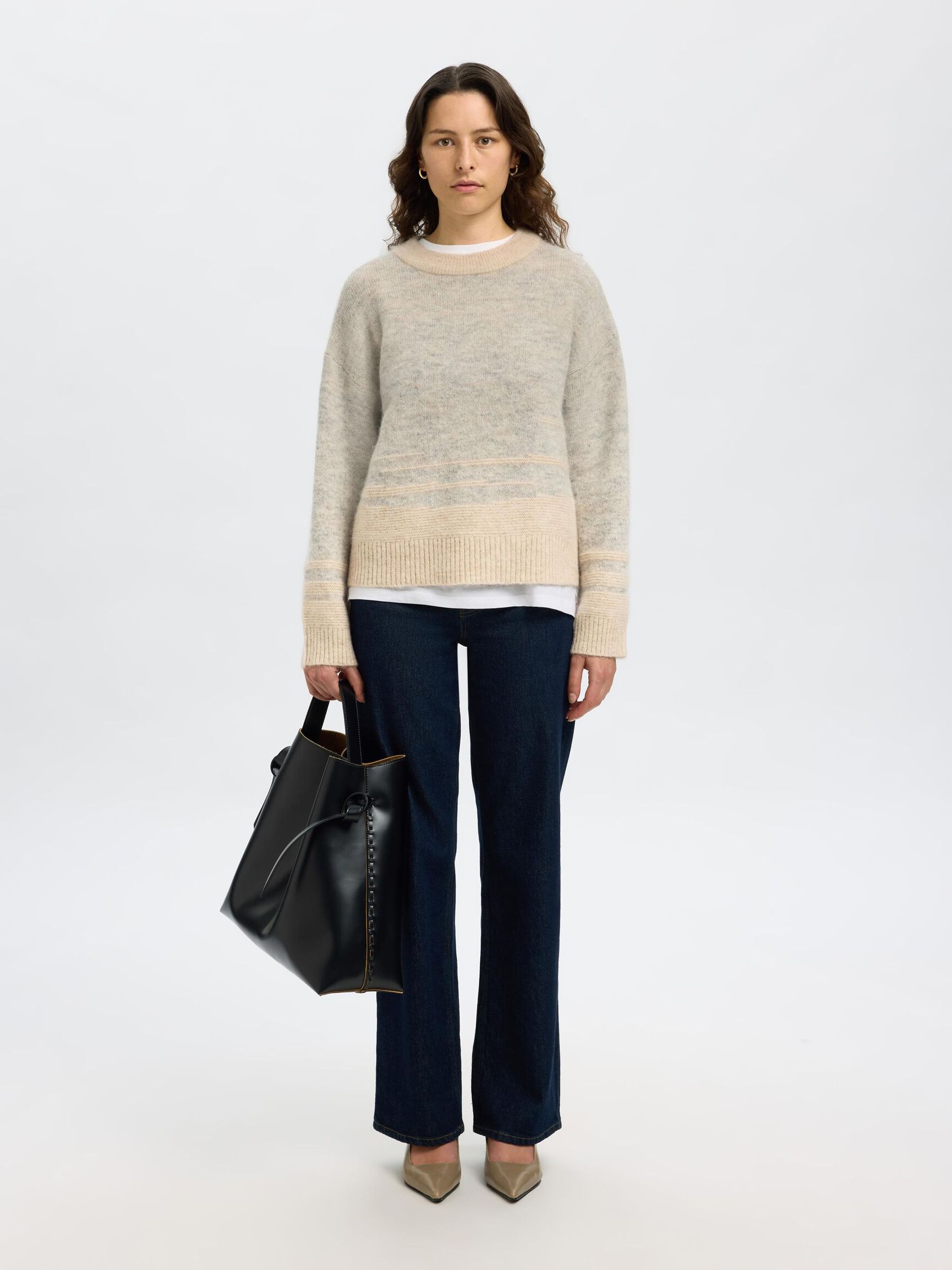 WOOL BLEND PULLOVER, Light Grey Melange, highres