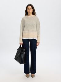 WOOL BLEND PULLOVER, Light Grey Melange, highres