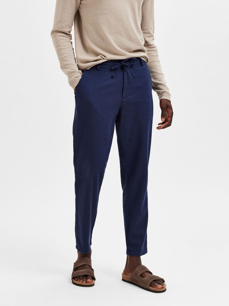 Selected SLIM TAPERED LINEN BLEND TROUSERS, Dark Sapphire, highres - 16087636_DarkSapphire_003.jpg