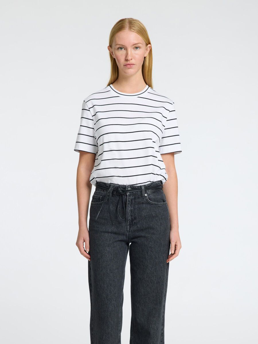 Selected GESTREIFTES BOXY FIT T-SHIRT, Bright White, highres - 16087918_BrightWhite_1157107_003.jpg
