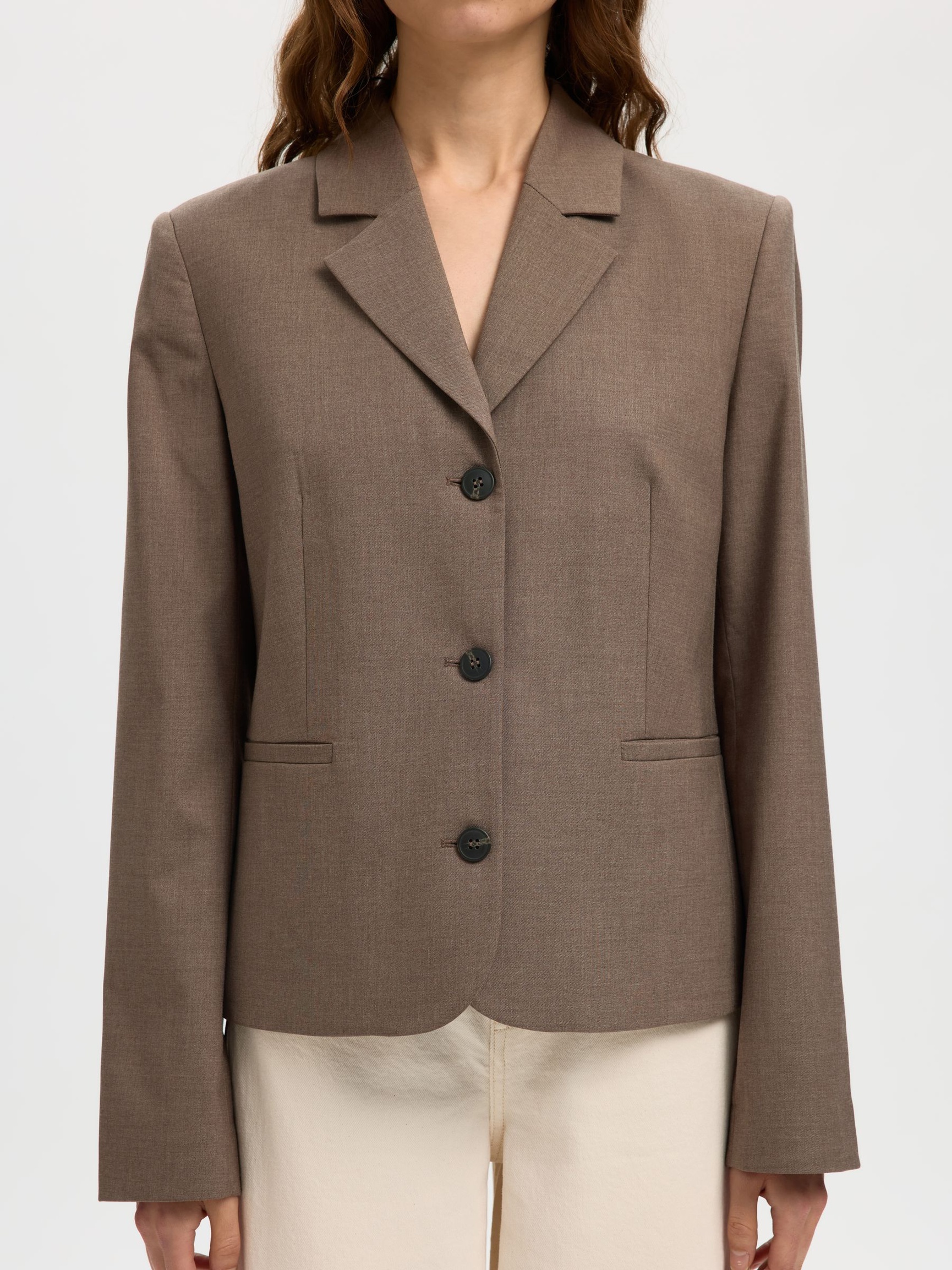 VISCOSE BLEND BLAZER, Chocolate Chip, highres