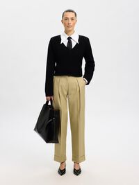 100% MERINO V-NECK JUMPER, Black, highres