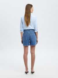 HOGE TAILLE DENIM SHORT, Medium Blue Denim, highres