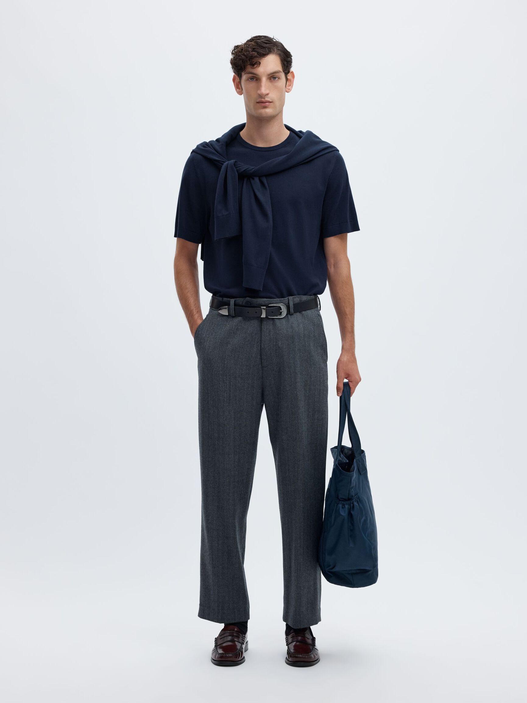 COTTON SHORT-SLEEVED T-SHIRT, Navy Blazer, highres