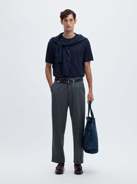 COTTON SHORT-SLEEVED T-SHIRT, Navy Blazer, highres