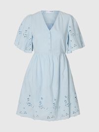 EMBROIDERED MINI DRESS, Cashmere Blue, highres