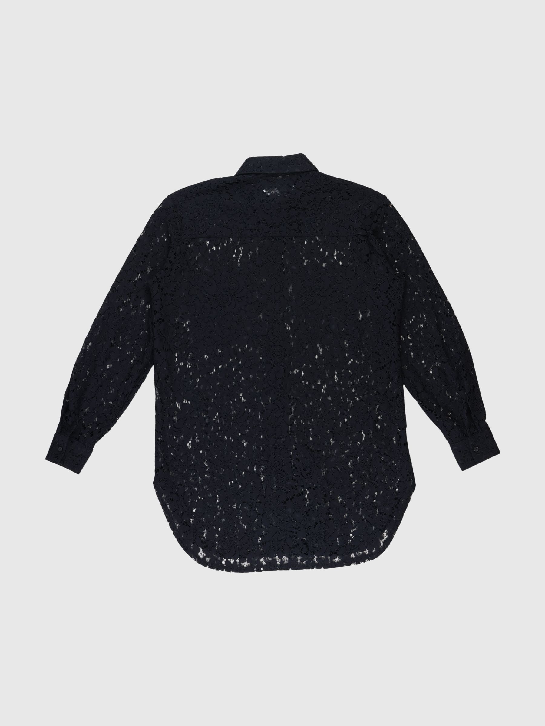 LONG-SLEEVED LACE SHIRT, Black, highres
