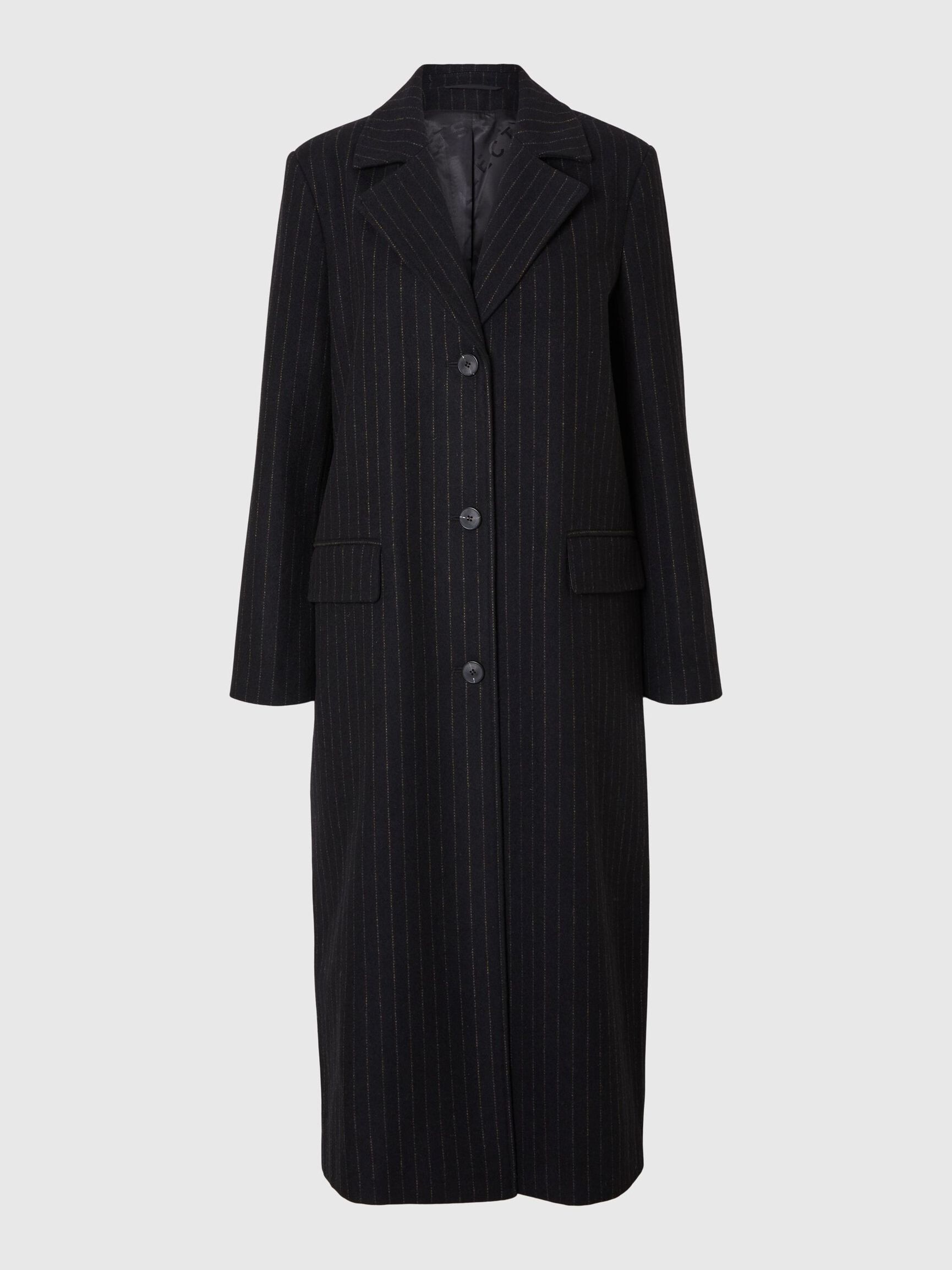 WOLMIX KRIJTSTREEP LANGE JAS, Black, highres