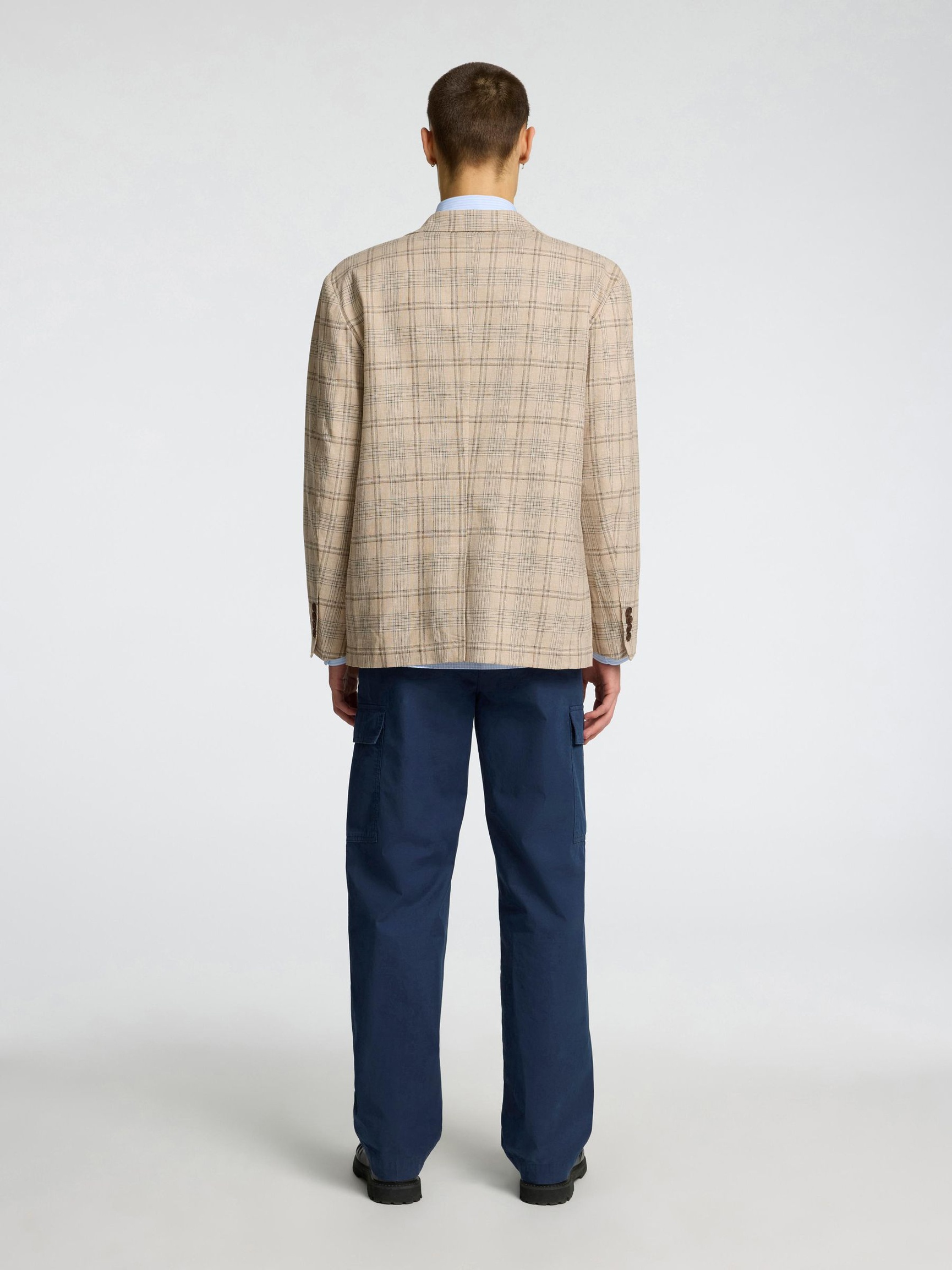 LINEN BLEND SINGLE-BREASTED BLAZER, Sand, highres
