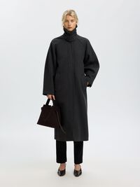 LAINE MÉLANGÉE LONG MANTEAU, Dark Grey, highres